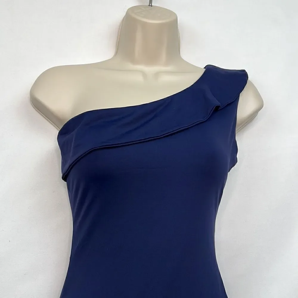 G. Label Gwyneth Paltrow Navy Blue one shoulder swimsuit size small NWOT
